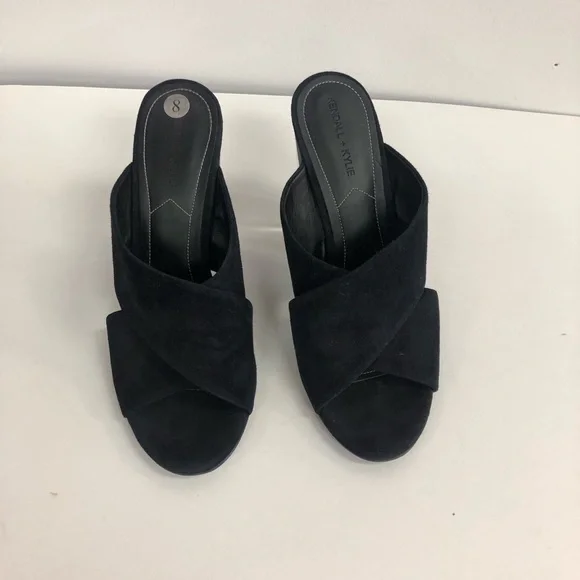 KENDALL+ KYLIE KARMEN SUEDE CRISSCROSS SLIP ON MULE CLEAR BLOCK HEELS SIZE 8 - Picture 7 of 8